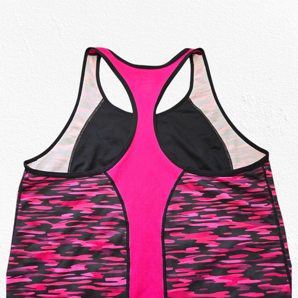 Nike Dri Fit Pink Black Camouflage Racerback Running Camo Tank Top Size Medium - Picture 5 of 9